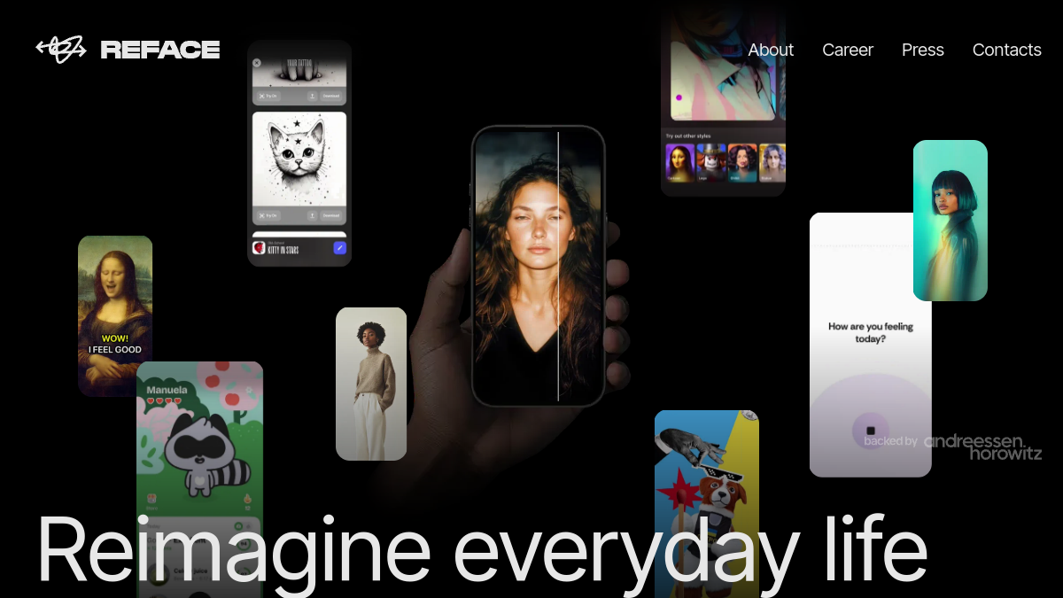 Reface App & Studio Review: Leading AI Face Swap & Video Transformation Tool Website Screenshot