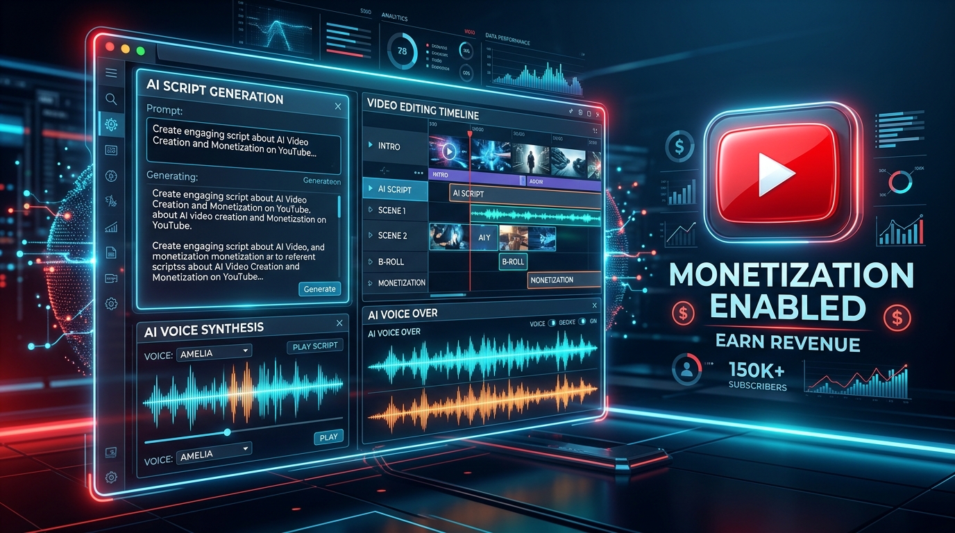How to Create Complete Monetizable YouTube Videos with AI (Voice, Audio & Video Guide 2026) - IA Reviews